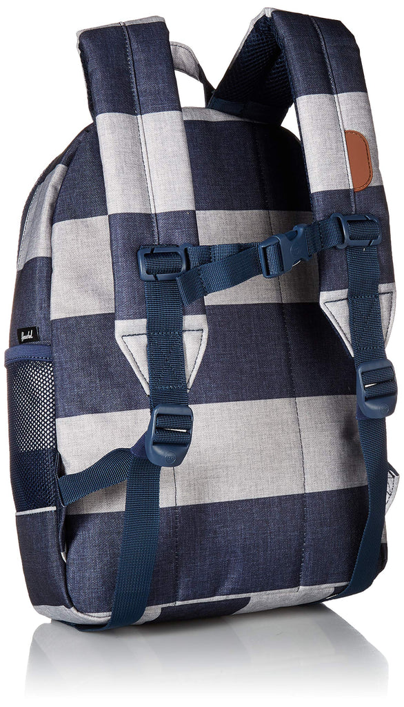 Herschel Kids' Heritage Youth Children's Backpack, Border Stripe/Tan Synthetic Leather, One Size - backpacks4less.com