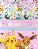 Pokemon Girls Pink Glitter School Backpack | Eevee Besties Design with Pikachu Pom Pom Keyring | Organized Storage