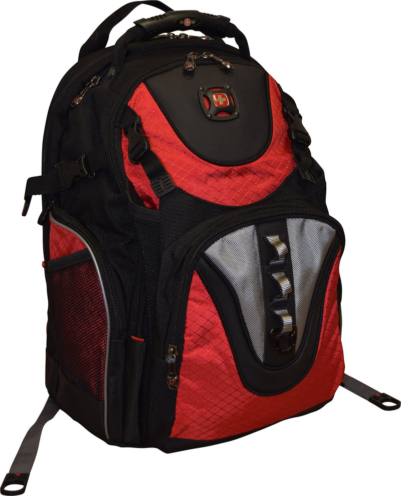 SwissGear® Maxxum Double Zipper Backpack With 16" Laptop Pocket, Black/Red - backpacks4less.com