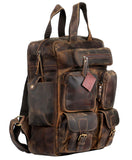Ruzioon Vintage Buffalo Leather Backpack Multi Pockets Travel Bag for Men/Women - backpacks4less.com