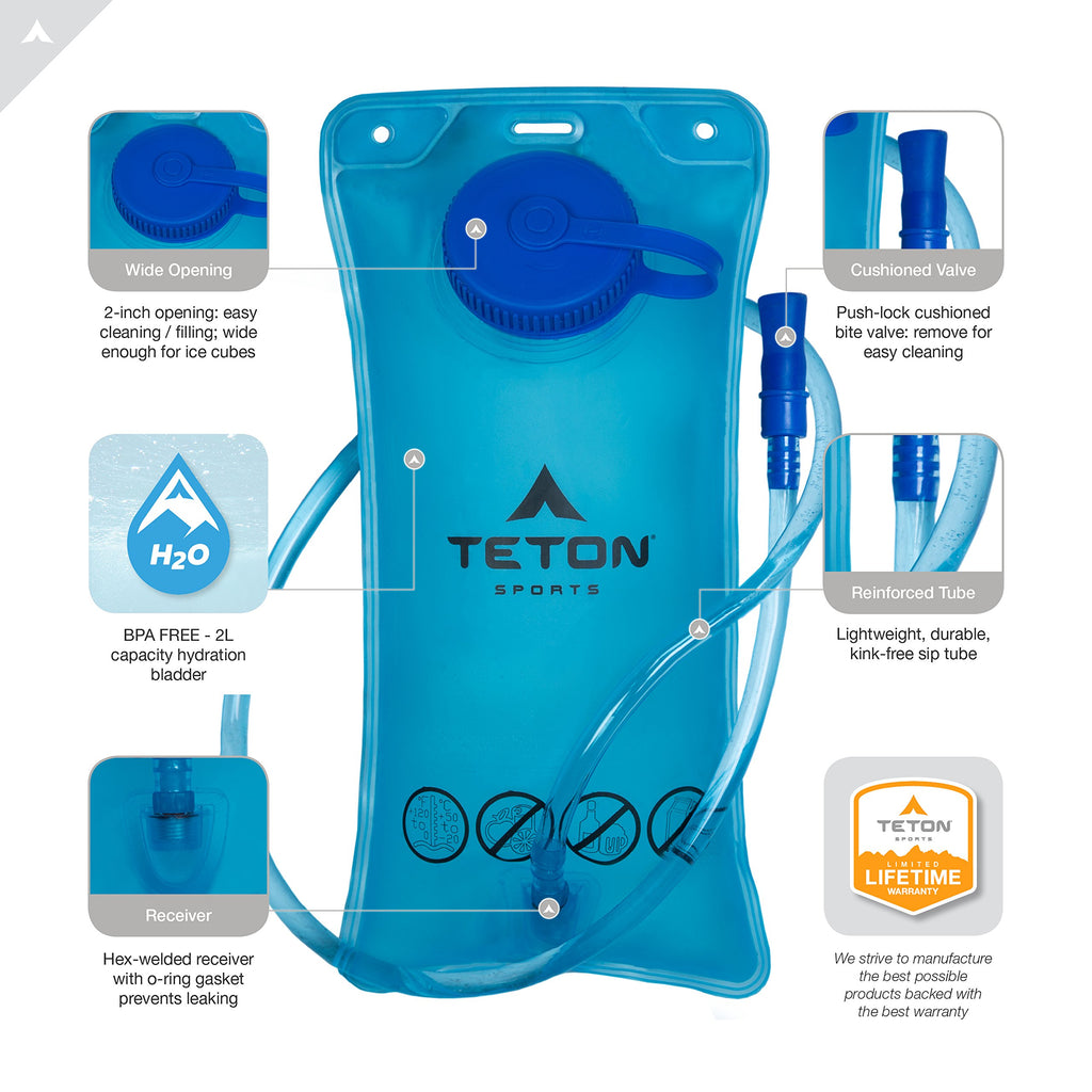 TETON Sports Oasis 1100 Hydration Pack | Free 2-Liter Hydration Bladder | Backpack design great for Hiking, Running, Cycling, and Climbing | Green - backpacks4less.com