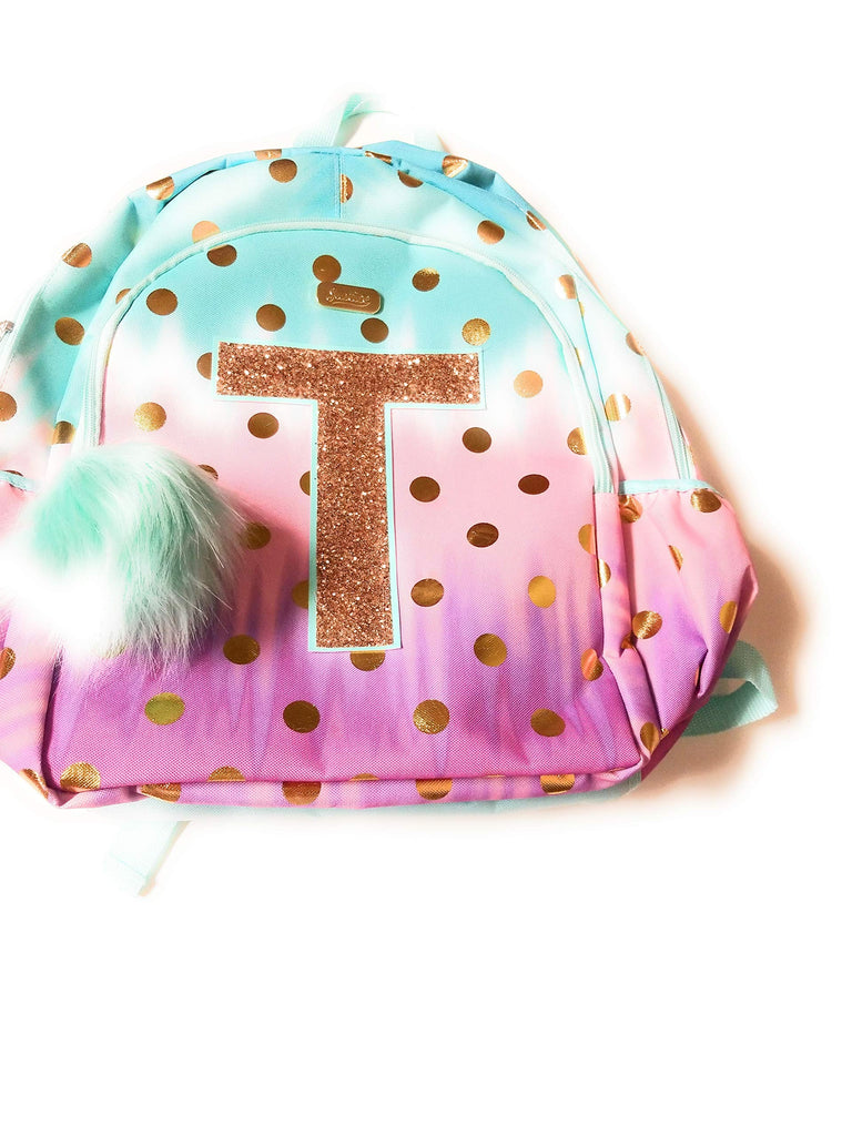 Justice School Backpack Dot Ombre Foil Letter Initial (T ...