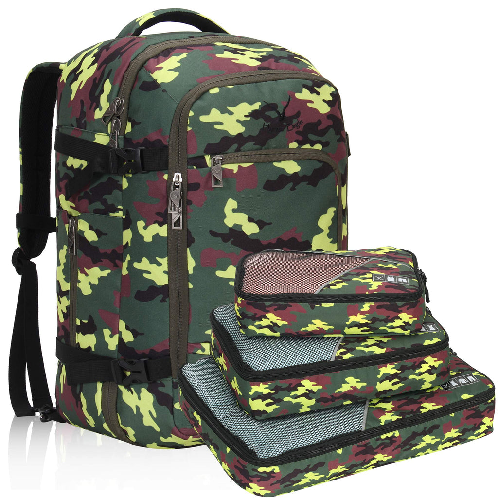 Hynes Eagle Travel Backpack 40L Flight Approved Carry on Backpack, Yellow Camo with 3PCS Packing Cubes 2017 Hynes Eagle Travel Backpack 40L Flight Approved Carry on Backpack, Yellow Camo with 3PCS Packing Cubes 2017