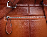Heshe Womens Leather Backpack Casual Style Flap Backpacks Daypack for Ladies (Sorrel) - backpacks4less.com
