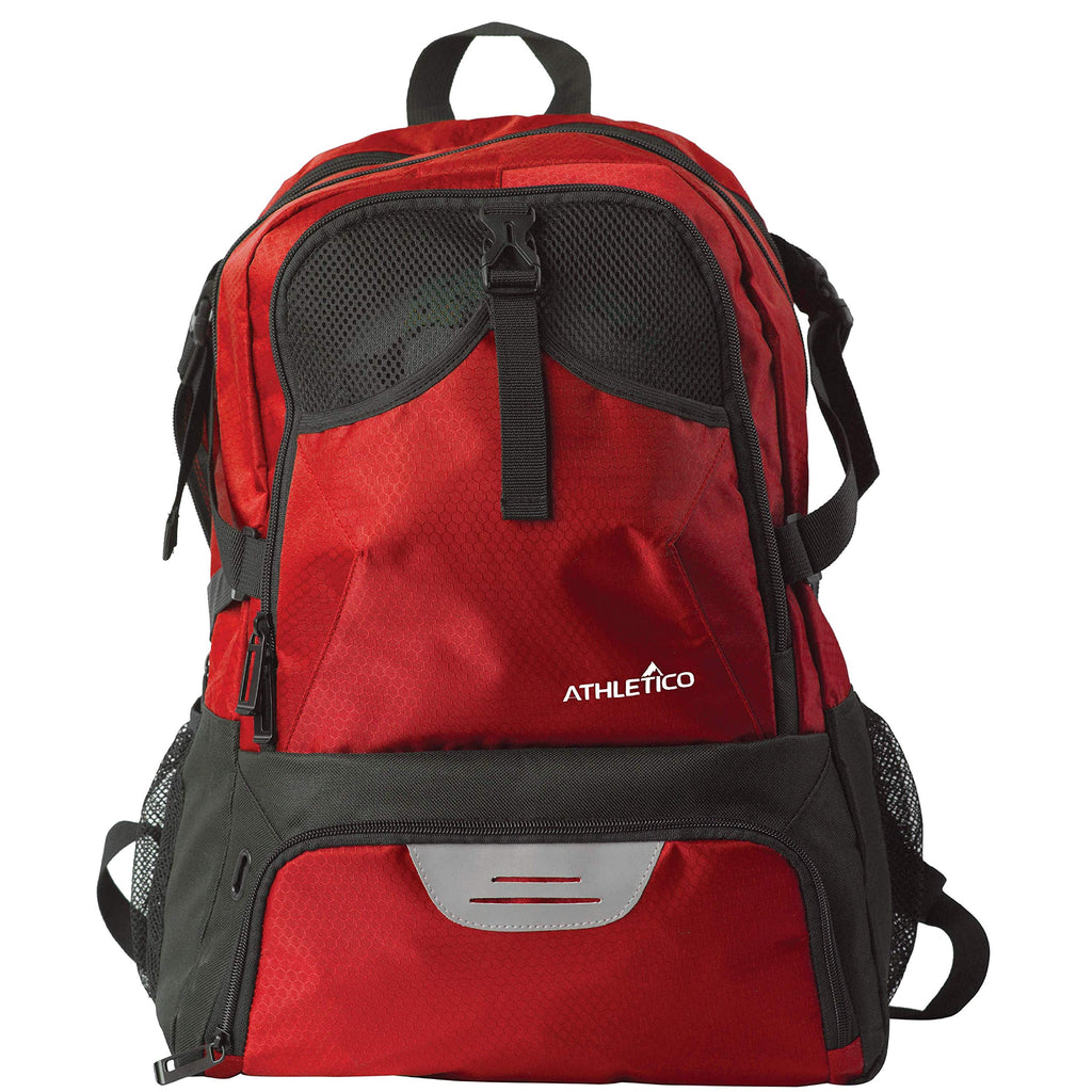 Athletico National Soccer Bag - Backpack for Soccer, Basketball & Football Includes Separate Cleat and Ball Holder (Red) - backpacks4less.com
