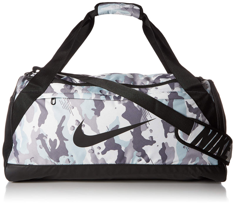 NIKE Brasilia Medium Duffle - All Over Print, White/Black/Black, Misc - backpacks4less.com