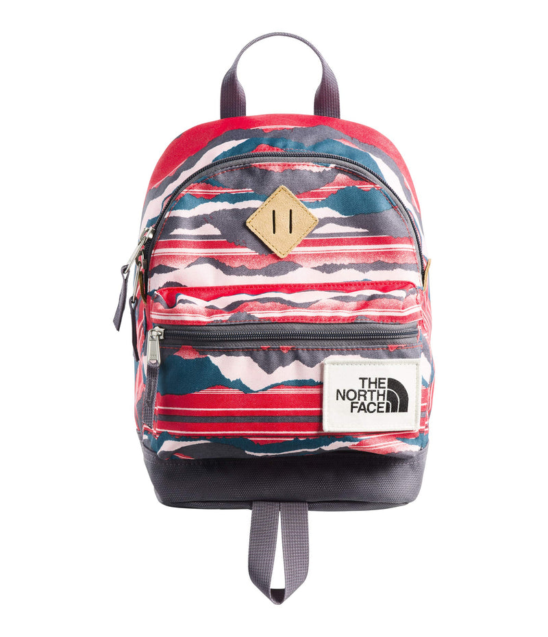 The North Face Mini Berkeley Backpack, Juicy Red Landscape Stripe Print/Rabbit Grey - backpacks4less.com