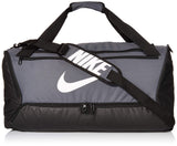Nike Brasilia Training Medium Duffle Bag, Durable Nike Duffle Bag for Women & Men with Adjustable Strap, Flint Grey/Black/White - backpacks4less.com