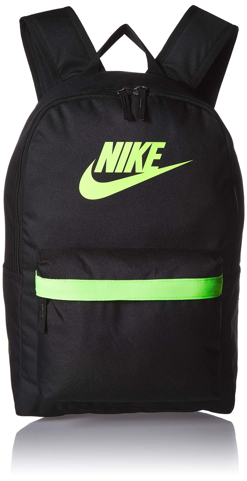 NIKE Heritage Backpack 2.0, Black/Black/Electric Green, Misc - backpacks4less.com