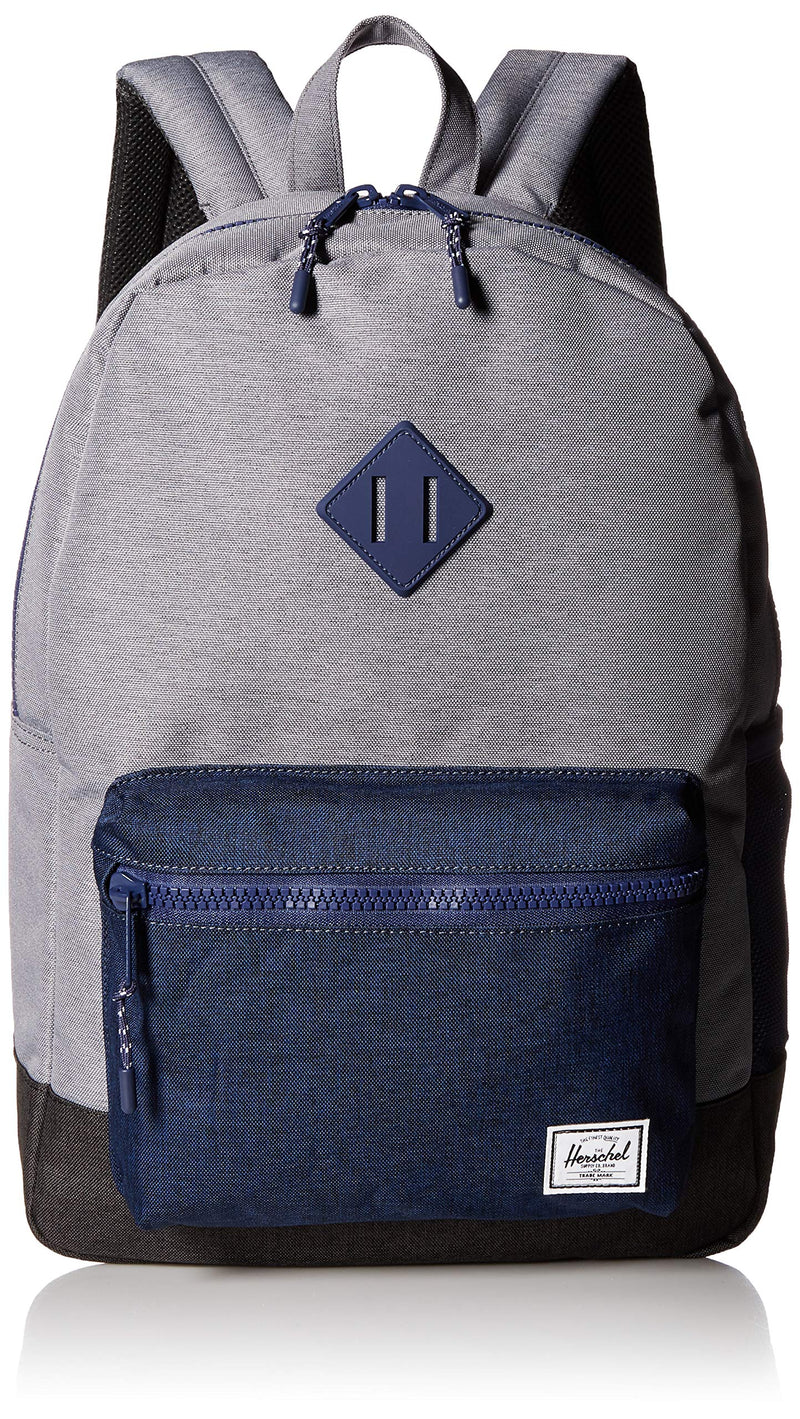 Herschel Kids' Heritage Youth XL Children's Backpack, Mid Grey Medieval Blue Black Crosshatch, One Size - backpacks4less.com