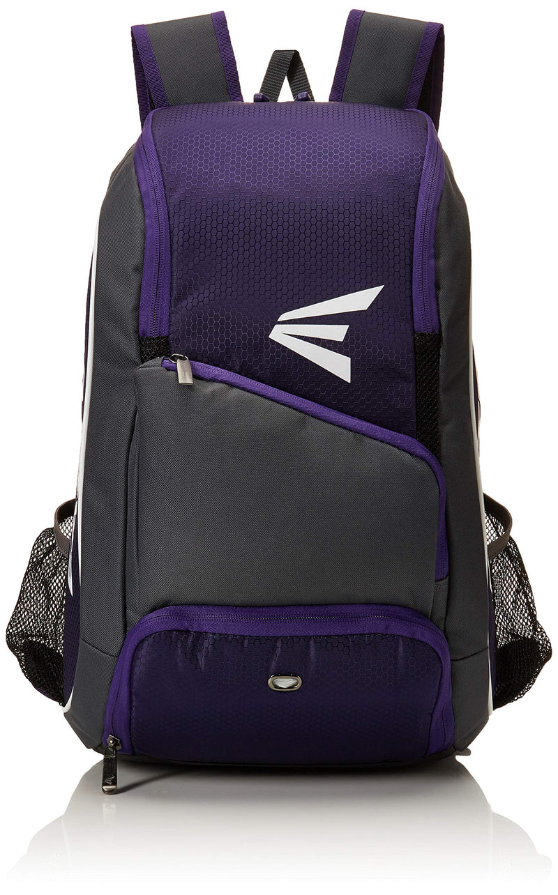 EASTON GAME READY Bat & Equipment Backpack Bag | Baseball Softball | 2020 | Purple | 2 Bat Pockets | Vented Main Compartment | Vented Shoe Pocket | Zippered Valuables Pocket | Fence Hook - backpacks4less.com