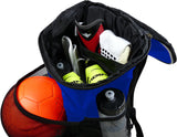 Soccer Backpack with Ball Holder Compartment - for Boys & Girls | Bag Fits All Soccer Equipment & Gym Gear (Black) (Blue) - backpacks4less.com