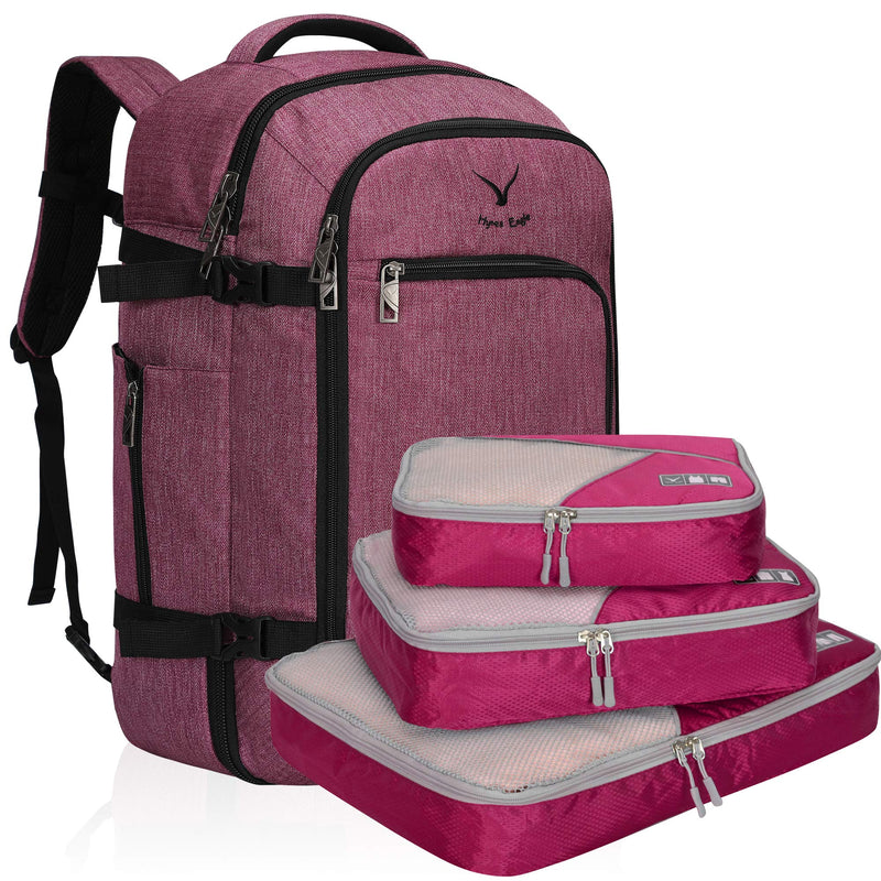 Hynes Eagle Travel Backpack 40L Flight Approved Carry on Backpack, Red Violet with Red Violet 3PCS Packing Cubes 2018 - backpacks4less.com