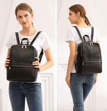 Coolcy Hot Style Women Real Genuine Leather Backpack Fashion Bag (Black) - backpacks4less.com