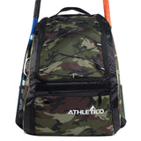 Athletico Baseball Bat Bag - Backpack for Baseball, T-Ball & Softball Equipment & Gear for Youth and Adults | Holds Bat, Helmet, Glove, Shoes |Shoe Compartment & Fence Hook (Green Camo) - backpacks4less.com