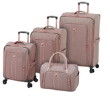 LONDON FOG Newcastle Softside Expandable Spinner Luggage, Rose Charcoal Herringbone, Carry-On 20-Inch