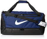 Nike Brasilia Training Medium Duffle Bag, Durable Nike Duffle Bag for Women & Men with Adjustable Strap, Midnight Navy/Black/White - backpacks4less.com