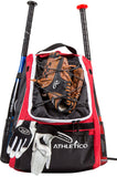 Athletico Baseball Bat Bag - Backpack for Baseball, T-Ball & Softball Equipment & Gear for Youth and Adults | Holds Bat, Helmet, Glove, Shoes |Shoe Compartment & Fence Hook (Red) - backpacks4less.com