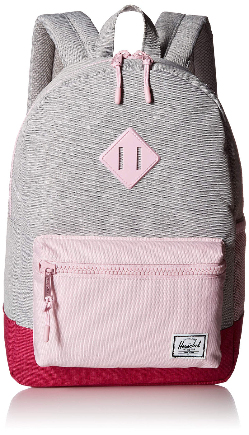 Herschel Kids' Heritage Youth Children's Backpack, Light Grey Berry Pink Lady Crosshatch, One Size - backpacks4less.com