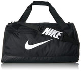 Nike Brasilia Training Duffel Bag, Versatile Bag with Padded Strap and Mesh Exterior Pocket, Medium, Black/Black/White - backpacks4less.com