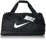 Nike Brasilia Training Duffel Bag, Versatile Bag with Padded Strap and Mesh Exterior Pocket, Medium, Black/Black/White