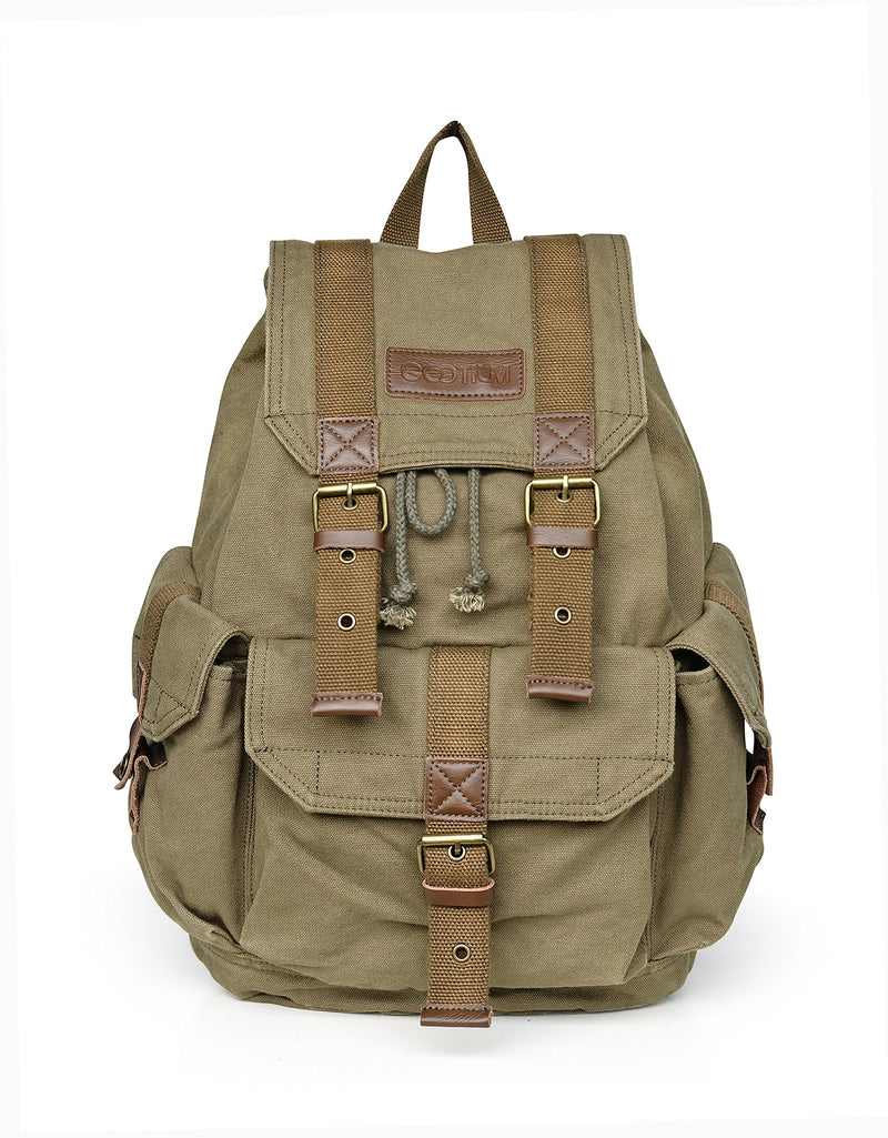 Gootium 21101AMG-S Specially High Density Thick Canvas Backpack Rucksack, Army Green Size Small - backpacks4less.com