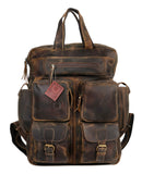 Ruzioon Vintage Buffalo Leather Backpack Multi Pockets Travel Bag for Men/Women - backpacks4less.com