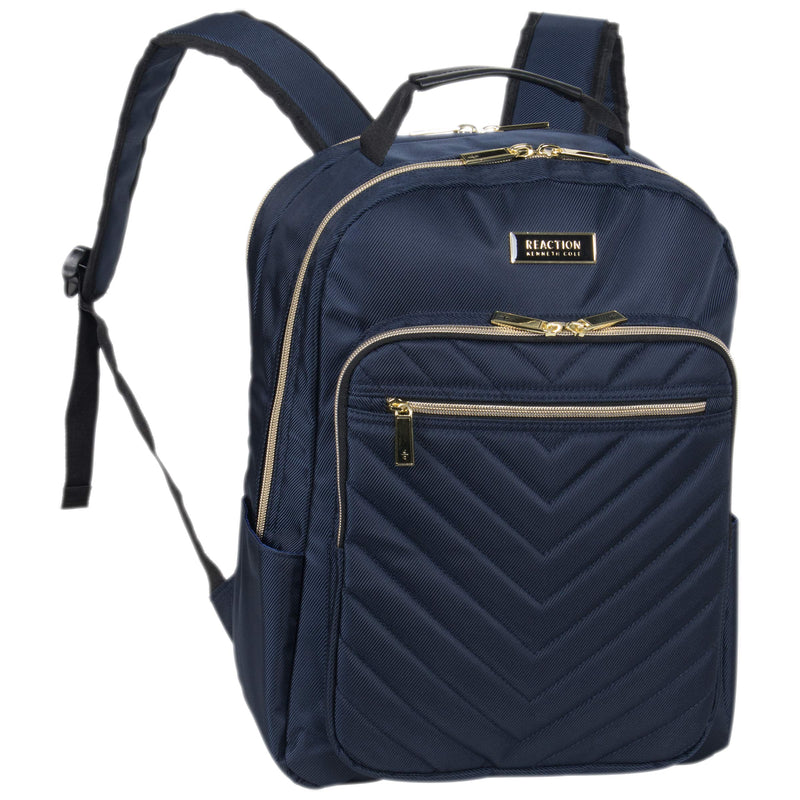 Kenneth Cole Reaction Women's Chelsea Chevron Quilted 15-Inch Laptop & Tablet Fashion Travel Backpack, Navy, One Size - backpacks4less.com
