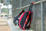 Athletico Baseball Bat Bag - Backpack for Baseball, T-Ball & Softball Equipment & Gear for Youth and Adults | Holds Bat, Helmet, Glove, Shoes |Shoe Compartment & Fence Hook (Red) - backpacks4less.com