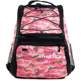 Athletico Baseball Bat Bag - Backpack for Baseball, T-Ball & Softball Equipment & Gear for Youth and Adults | Holds Bat, Helmet, Glove, Shoes |Shoe Compartment & Fence Hook (Pink Camo) - backpacks4less.com