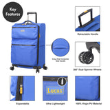 LUCAS Designer Luggage Collection - Expandable 28 Inch Softside Bag - Durable Large Ultra Lightweight Checked Suitcase with 8-Rolling Spinner Wheels (Royal Blue)