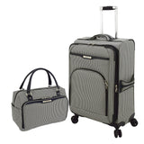 London Fog Oxford III 2 Piece Set (Cabin Bag and 25" Spinner), Black White