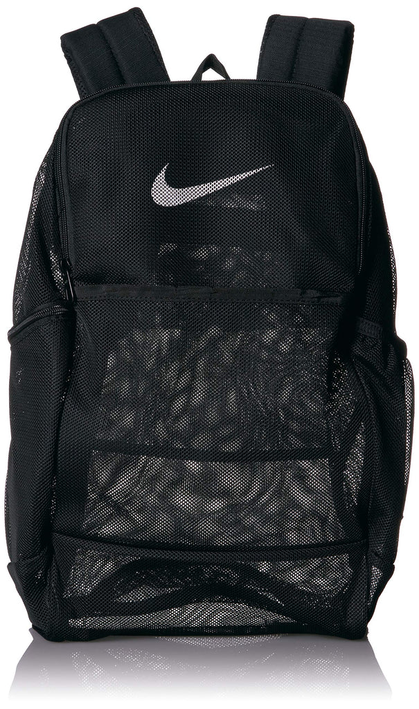 NIKE Brasilia Mesh Backpack 9.0, Black/Black/White, Misc - backpacks4less.com