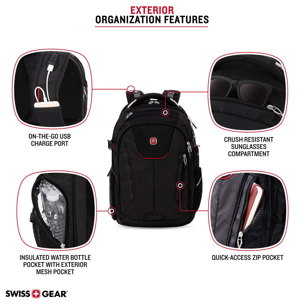 swiss gear rain waterproof backpack SWISSGEAR 5358 USB Charging SCANSMART ULTIMATE Organization LAPTOP PROTECTION BACKPACK