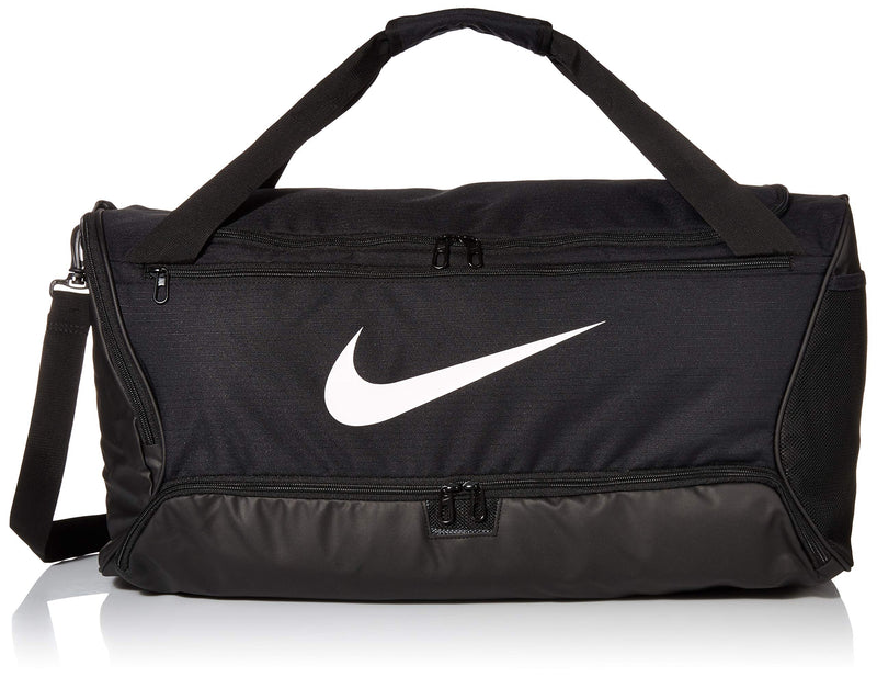 Nike Brasilia Training Medium Duffle Bag, Durable Nike Duffle Bag for Women & Men with Adjustable Strap, Black/Black/White - backpacks4less.com