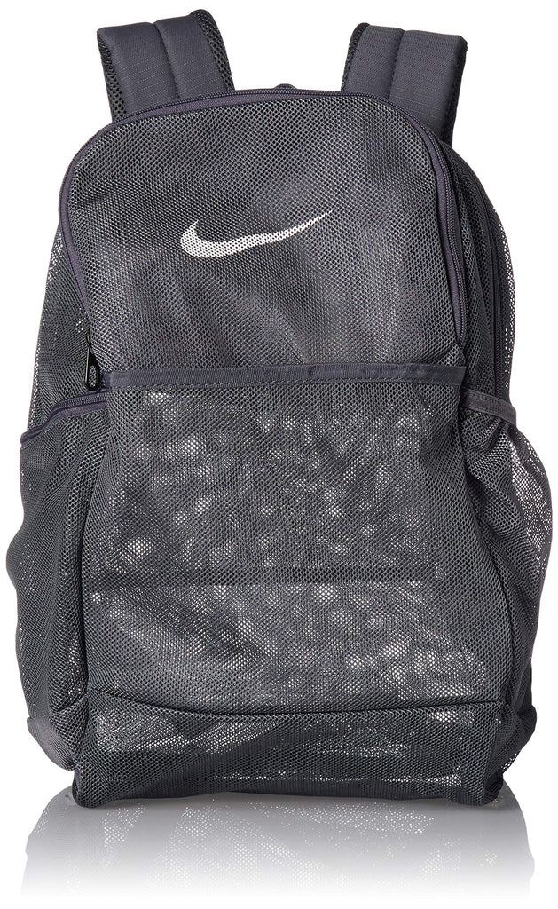 NIKE Brasilia Mesh Backpack 9.0, Flint Grey/White, Misc– backpacks4less.com