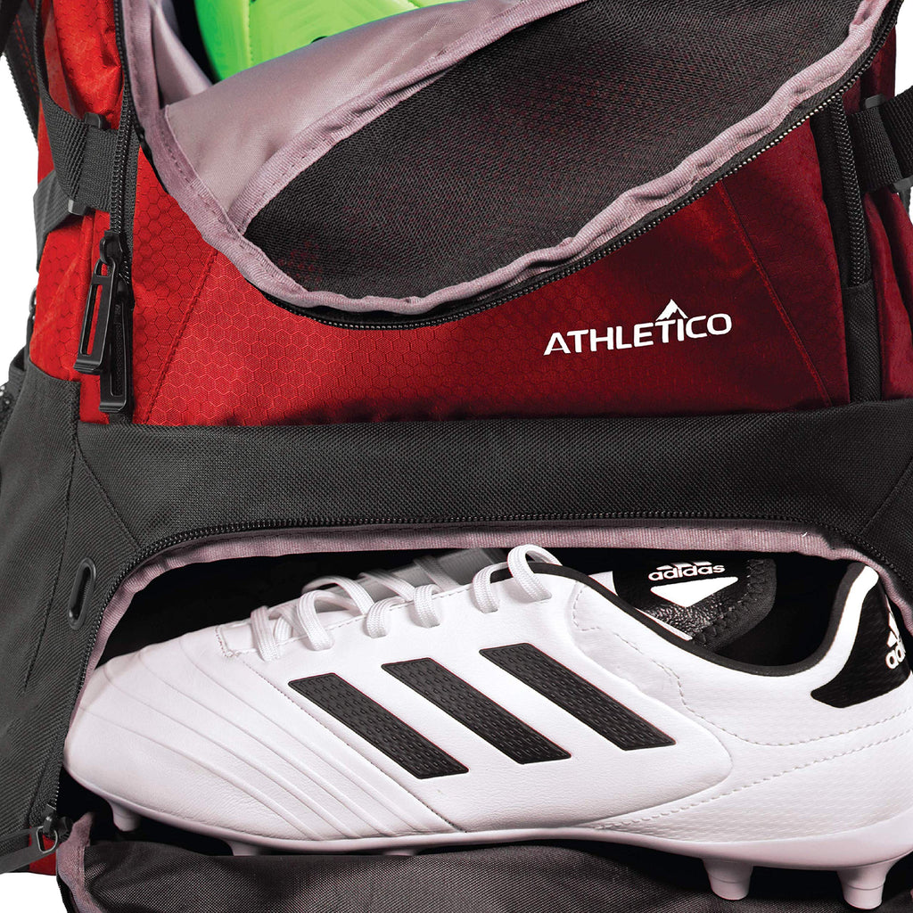 adidas backpack for soccer ball Backpack for Soccer, Basketball & Football Includes Separate Cleat and Ball Holder (Red)