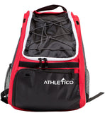 Athletico Baseball Bat Bag - Backpack for Baseball, T-Ball & Softball Equipment & Gear for Youth and Adults | Holds Bat, Helmet, Glove, Shoes |Shoe Compartment & Fence Hook (Red) - backpacks4less.com