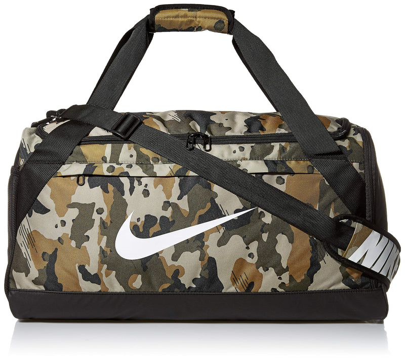 NIKE Brasilia Medium Duffle - All Over Print, Neutral Olive/Black/White, Misc - backpacks4less.com