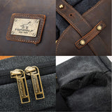 Leather Backpack for Men TOPWOLFS Canvas Backpack Vintage Rucksack fit 15.6" Laptop Anti-theft Pocket Multifunction Books School Travel Bag (Black&Brown Leather) - backpacks4less.com