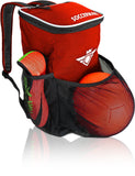 Soccer Backpack with Ball Holder Compartment - for Boys & Girls | Bag Fits All Soccer Equipment & Gym Gear (Black) (Red) - backpacks4less.com