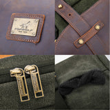 Leather Backpack for Men TOPWOLFS Canvas Backpack Vintage Rucksack fit 15.6" Laptop Anti-theft Pocket Multifunction Books School Travel Bag (Green&Brown Leather) - backpacks4less.com