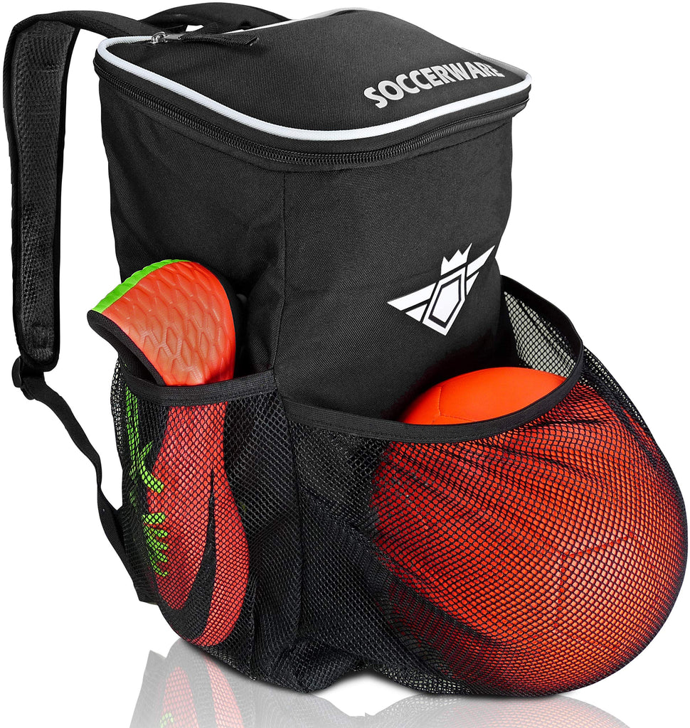 Soccer Backpack with Ball Holder Compartment - for Boys & Girls | Bag Fits All Soccer Equipment & Gym Gear (Black) - backpacks4less.com