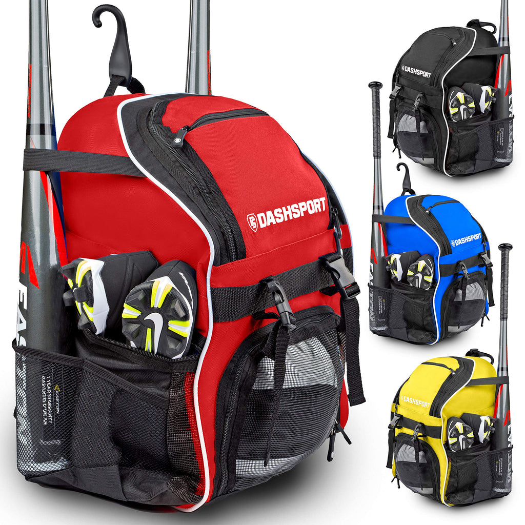 DashSport Baseball Bag Softball Backpack Bat Bag | T-Ball Equipment and Softball Bag | Bat Pack (Red) - backpacks4less.com